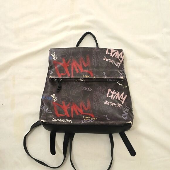 DKNY Tilly Graffiti Mid-Fold Over Backpack - Picture 1 of 8